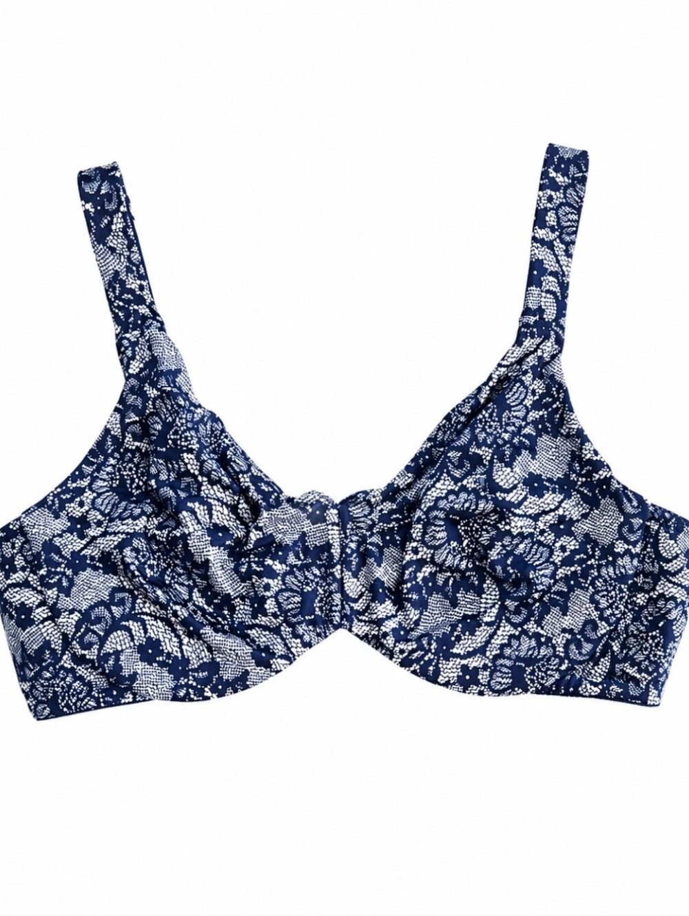 Soma Sensuous Side Minimizer 1" Navy and White Lace-Print Underwire Bra 40C